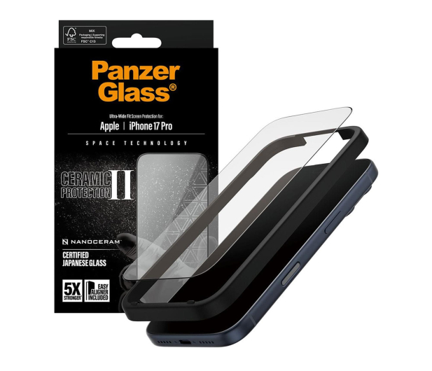 PanzerGlass Ceramic II Ultra-Wide Fit EasyAligner do iPhone 17 Pro - 1538875 - zdjęcie